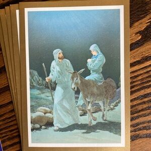 Lot of 5 Grand Award Mary Joseph Baby Jesus Religious Christmas Cards Envelopes